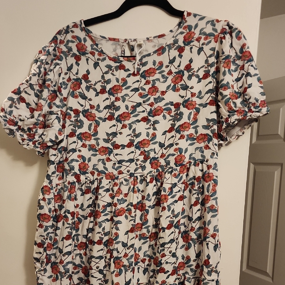 Floral Print Dress with Puff Sleeves